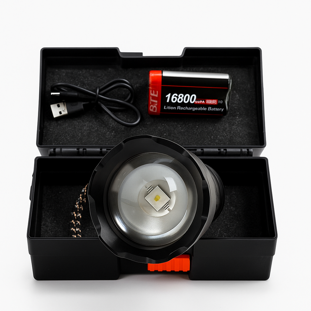 High-Power Rechargeable LED Flashlight Kit